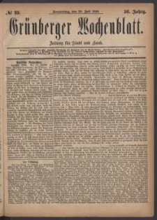 Gr&uuml;nberger Wochenblatt: Zeitung f&uuml;r Stadt und Land, No. 89. (29. Juli 1880)