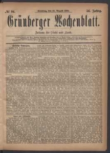 Grünberger Wochenblatt: Zeitung für Stadt und Land, No. 94. (10. August 1880)