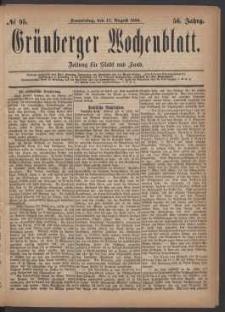 Grünberger Wochenblatt: Zeitung für Stadt und Land, No. 95. (12. August 1880)