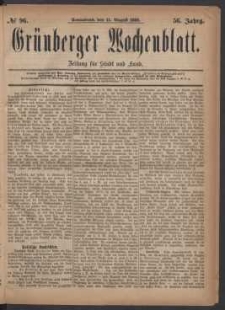 Grünberger Wochenblatt: Zeitung für Stadt und Land, No. 96. (14. August 1880)
