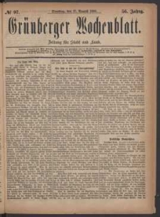 Gr&uuml;nberger Wochenblatt: Zeitung f&uuml;r Stadt und Land, No. 97. (17. August 1880)