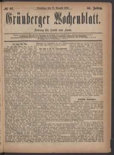 Grünberger Wochenblatt: Zeitung für Stadt und Land, No. 97. (17. August 1880)