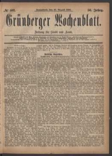 Grünberger Wochenblatt: Zeitung für Stadt und Land, No. 102. (28. August 1880)