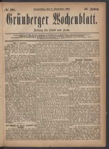 Grünberger Wochenblatt: Zeitung für Stadt und Land, No. 104. (2. September 1880)