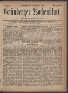 Gr&uuml;nberger Wochenblatt: Zeitung f&uuml;r Stadt und Land, No. 107. (9. September 1880)