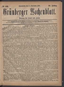 Grünberger Wochenblatt: Zeitung für Stadt und Land, No. 108. (11. September 1880)
