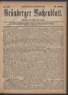 Gr&uuml;nberger Wochenblatt: Zeitung f&uuml;r Stadt und Land, No. 110. (16. September 1880)
