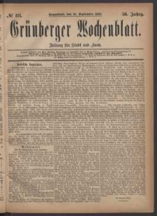 Grünberger Wochenblatt: Zeitung für Stadt und Land, No. 111. (18 September 1880)
