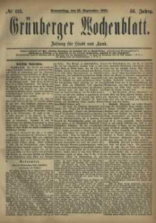 Grünberger Wochenblatt: Zeitung für Stadt und Land, No. 113. (23. September 1880)