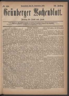 Gr&uuml;nberger Wochenblatt: Zeitung f&uuml;r Stadt und Land, No. 114. (25. September 1880)