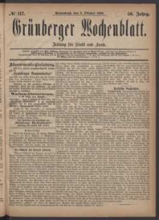 Grünberger Wochenblatt: Zeitung für Stadt und Land, No. 117. (2. Oktober 1880)
