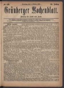 Gr&uuml;nberger Wochenblatt: Zeitung f&uuml;r Stadt und Land, No. 118. (5. Oktober 1880)