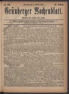 Grünberger Wochenblatt: Zeitung für Stadt und Land, No. 118. (5. Oktober 1880)