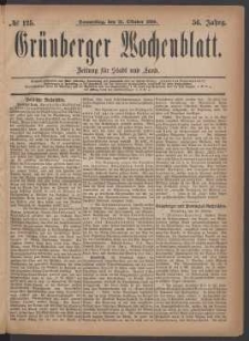 Gr&uuml;nberger Wochenblatt: Zeitung f&uuml;r Stadt und Land, No. 125. (21. Oktober 1880)