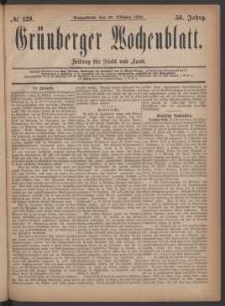 Grünberger Wochenblatt: Zeitung für Stadt und Land, No. 129. (30. Oktober 1880)