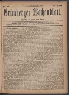 Grünberger Wochenblatt: Zeitung für Stadt und Land, No. 133. (9. November 1880)