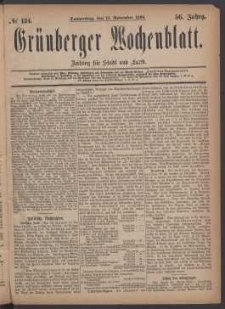Gr&uuml;nberger Wochenblatt: Zeitung f&uuml;r Stadt und Land, No. 134. (11. November 1880)