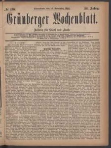 Grünberger Wochenblatt: Zeitung für Stadt und Land, No. 135. (13. November 1880)