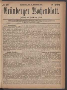 Gr&uuml;nberger Wochenblatt: Zeitung f&uuml;r Stadt und Land, No. 137. (18. November 1880)