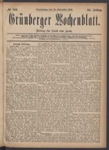 Grünberger Wochenblatt: Zeitung für Stadt und Land, No. 140. (25. November 1880)