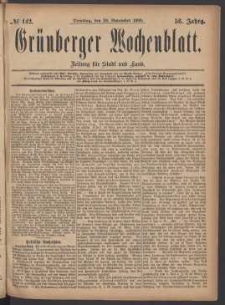 Grünberger Wochenblatt: Zeitung für Stadt und Land, No. 142. (30. November 1880)
