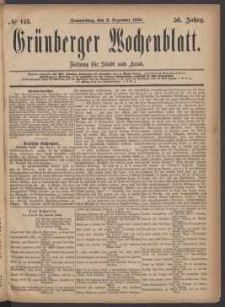 Gr&uuml;nberger Wochenblatt: Zeitung f&uuml;r Stadt und Land, No. 143. (2. Dezember 1880)