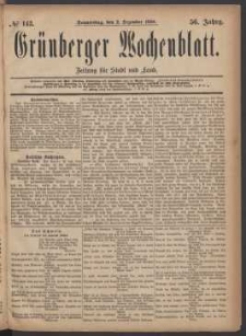 Grünberger Wochenblatt: Zeitung für Stadt und Land, No. 143. (2. Dezember 1880)