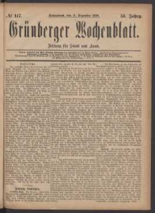 Gr&uuml;nberger Wochenblatt: Zeitung f&uuml;r Stadt und Land, No. 147. (11. Dezember 1880)