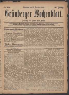 Gr&uuml;nberger Wochenblatt: Zeitung f&uuml;r Stadt und Land, No. 154. (28. Dezember 1880)