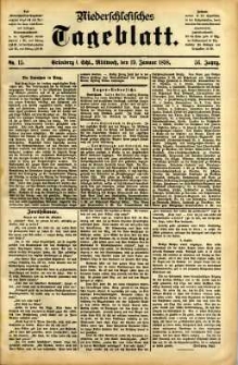 Niederschlesisches Tageblatt, no 15 (Gr&uuml;nberg i. Schl., Mittwoch, den 19. Januar 1898)