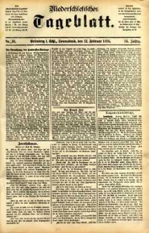 Niederschlesisches Tageblatt, no 36 (Grünberg i. Schl., Sonnabend, den 12. Februar 1898)