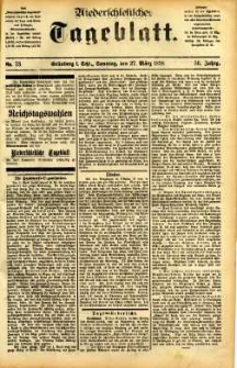 Niederschlesisches Tageblatt, no 73 (Grünberg i. Schl., Sonntag, den 27. März 1898)