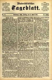 Niederschlesisches Tageblatt, no 87 (Grünberg i. Schl., Freitag, den 15. April 1898)