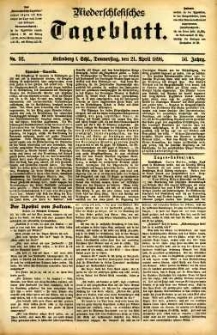 Niederschlesisches Tageblatt, no 92 (Grünberg i. Schl., Donnerstag, den 21. April 1898)