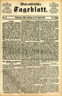 Niederschlesisches Tageblatt, no 96 (Grünberg i. Schl., Dienstag, den 26. April 1898)