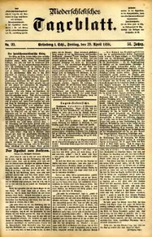 Niederschlesisches Tageblatt, no 99 (Grünberg i. Schl., Freitag, den 29. April 1898)
