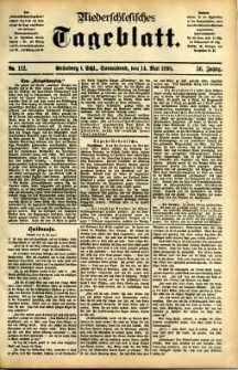 Niederschlesisches Tageblatt, no 112 (Grünberg i. Schl., Sonnabend, den 14. Mai 1898)
