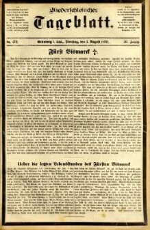 Niederschlesisches Tageblatt, no 178 (Gr&uuml;nberg i. Schl., Dienstag, den 1. August 1898)