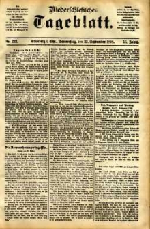 Niederschlesisches Tageblatt, no 222 (Grünberg i. Schl., Donnerstag, den 22. September 1898)
