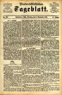 Niederschlesisches Tageblatt, no 262 (Grünberg i. Schl., Dienstag, den 8. November 1898)