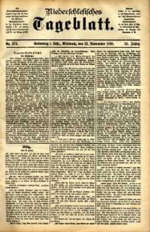 Niederschlesisches Tageblatt, no 274 (Grünberg i. Schl., Mittwoch, den 23. November 1898)