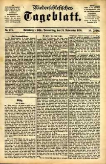 Niederschlesisches Tageblatt, no 275 (Grünberg i. Schl., Donnerstag, den 24. November 1898)