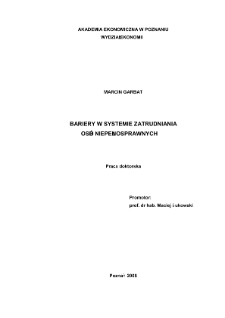 Bariery w systemie zatrudniania os&oacute;b niepełnosprawnych