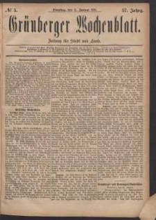 Grünberger Wochenblatt: Zeitung für Stadt und Land, No. 5. (11. Januar 1881)