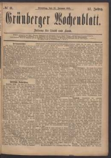 Grünberger Wochenblatt: Zeitung für Stadt und Land, No. 11. (25. Januar 1881)