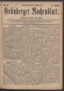 Grünberger Wochenblatt: Zeitung für Stadt und Land, No. 12. (27. Januar 1881)