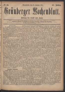 Grünberger Wochenblatt: Zeitung für Stadt und Land, No. 13. (29. Januar 1881)
