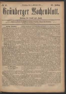 Grünberger Wochenblatt: Zeitung für Stadt und Land, No. 17. (8. Februar 1881)