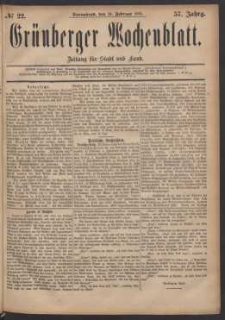 Grünberger Wochenblatt: Zeitung für Stadt und Land, No. 22. (19. Januar 1881)