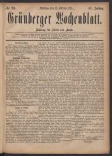 Grünberger Wochenblatt: Zeitung für Stadt und Land, No. 23. (22. Januar 1881)